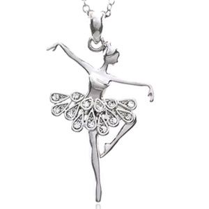 Silver Dancing Ballerina Charm 925 Silver Necklace
